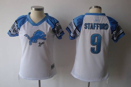 Lions #9 Matthew Stafford White 2011 Women's Field Flirt Stitched NFL Jersey